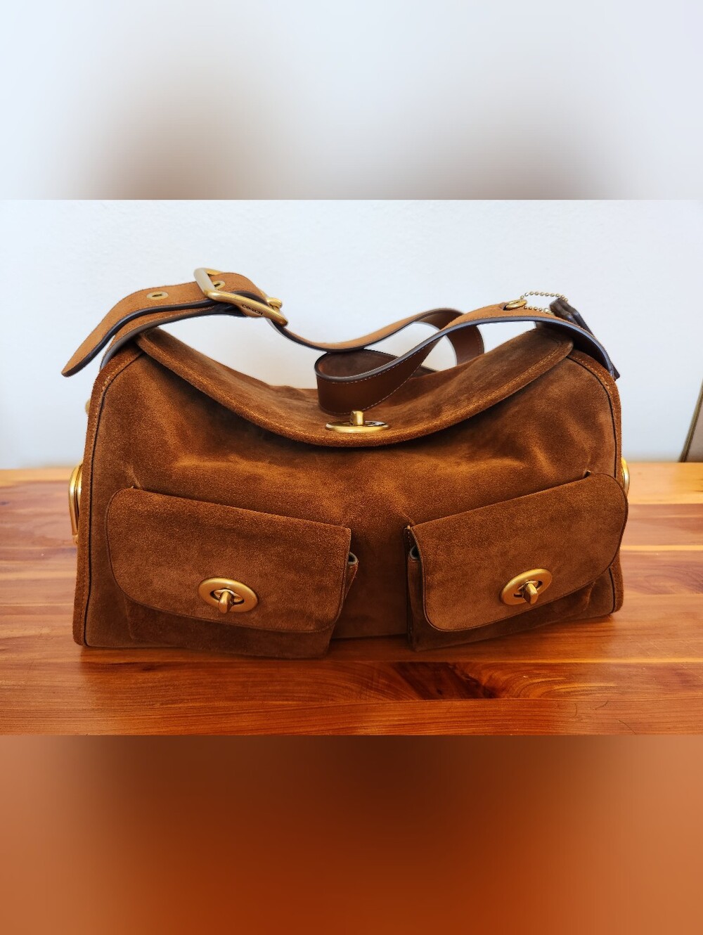 Coach Haversack Reedition-Warm Brown Suede